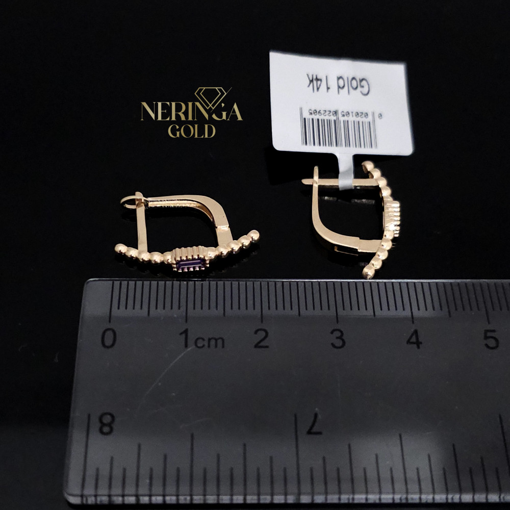 Rose gold english lock earrings #67773