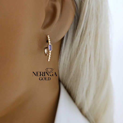 Rose gold english lock earrings #67773