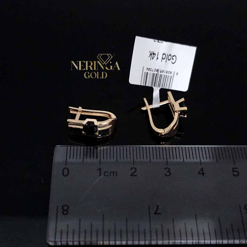 Rose gold english lock earrings #67812