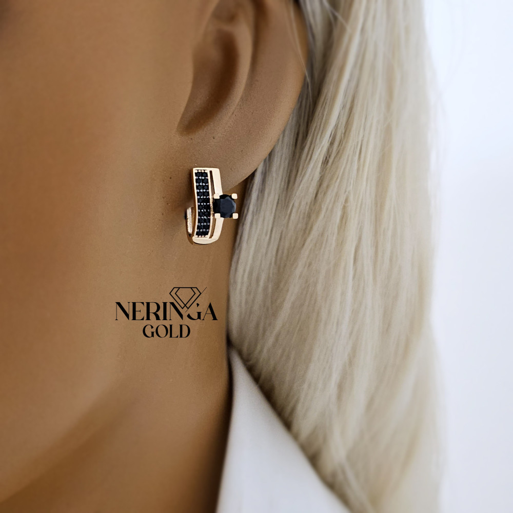 Rose gold english lock earrings #67812
