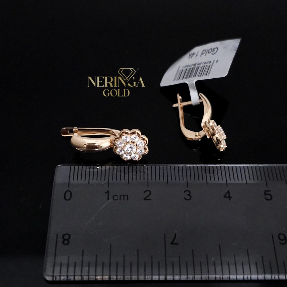 Rose gold english lock earrings #67762