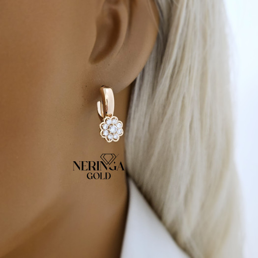 Rose gold english lock earrings #67762