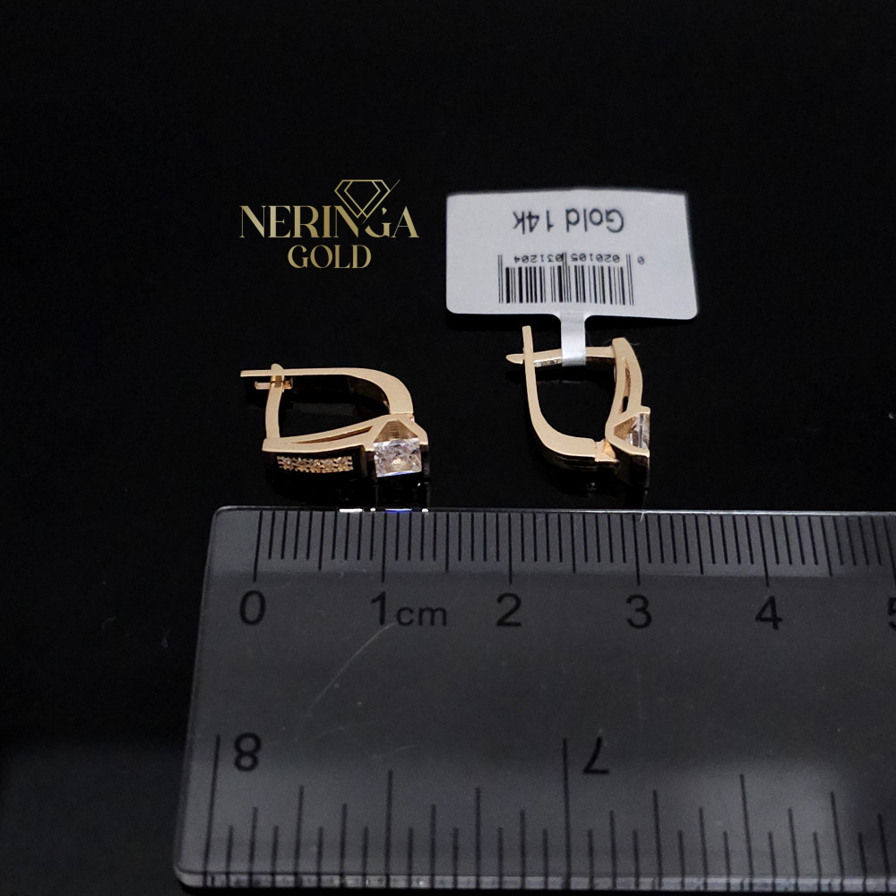 Rose gold english lock earrings #67758