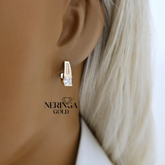 Rose gold english lock earrings #67758