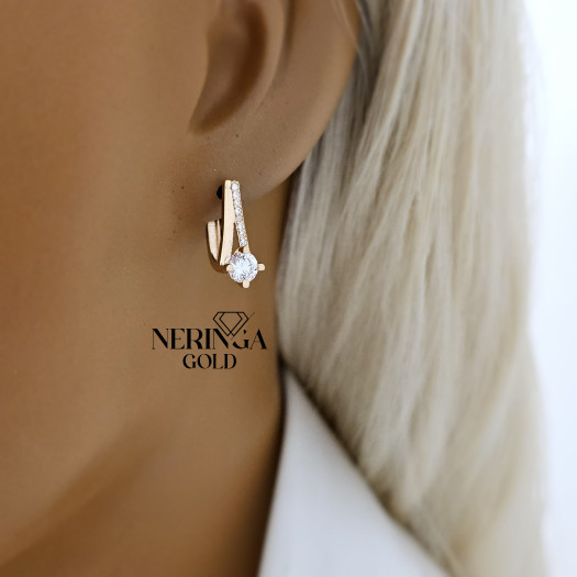 Rose gold english lock earrings #67771