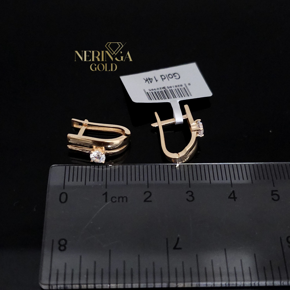 Rose gold english lock earrings #67768