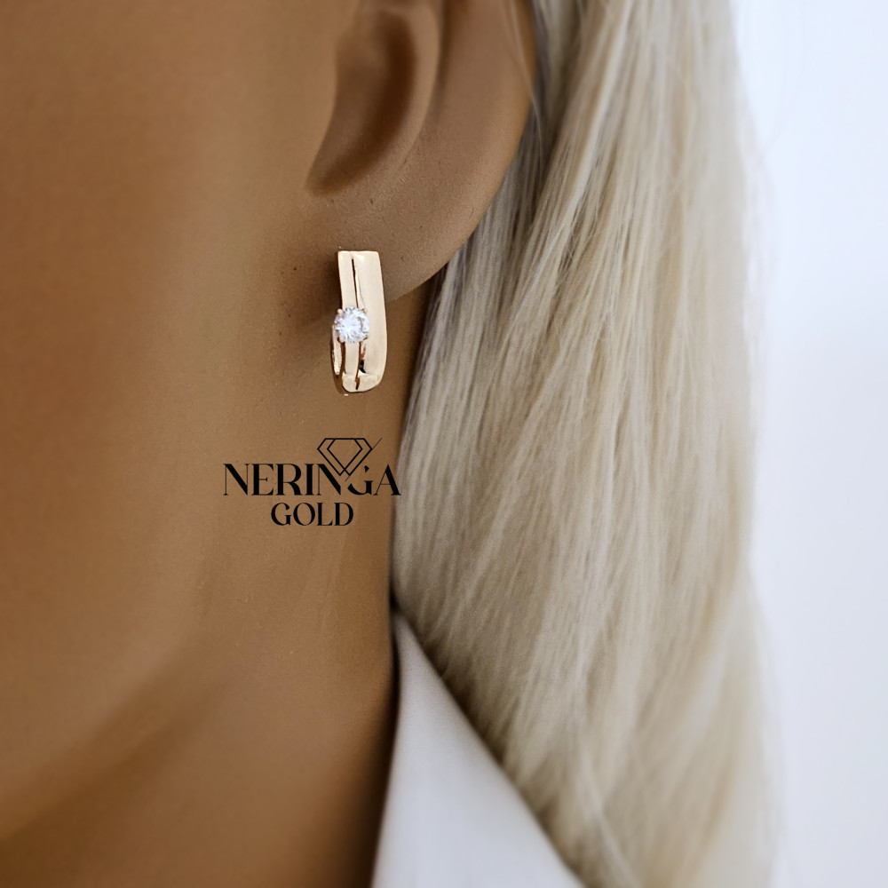 Rose gold english lock earrings #67768