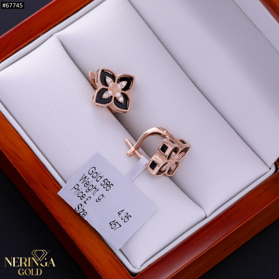 Rose gold english lock earrings #67745