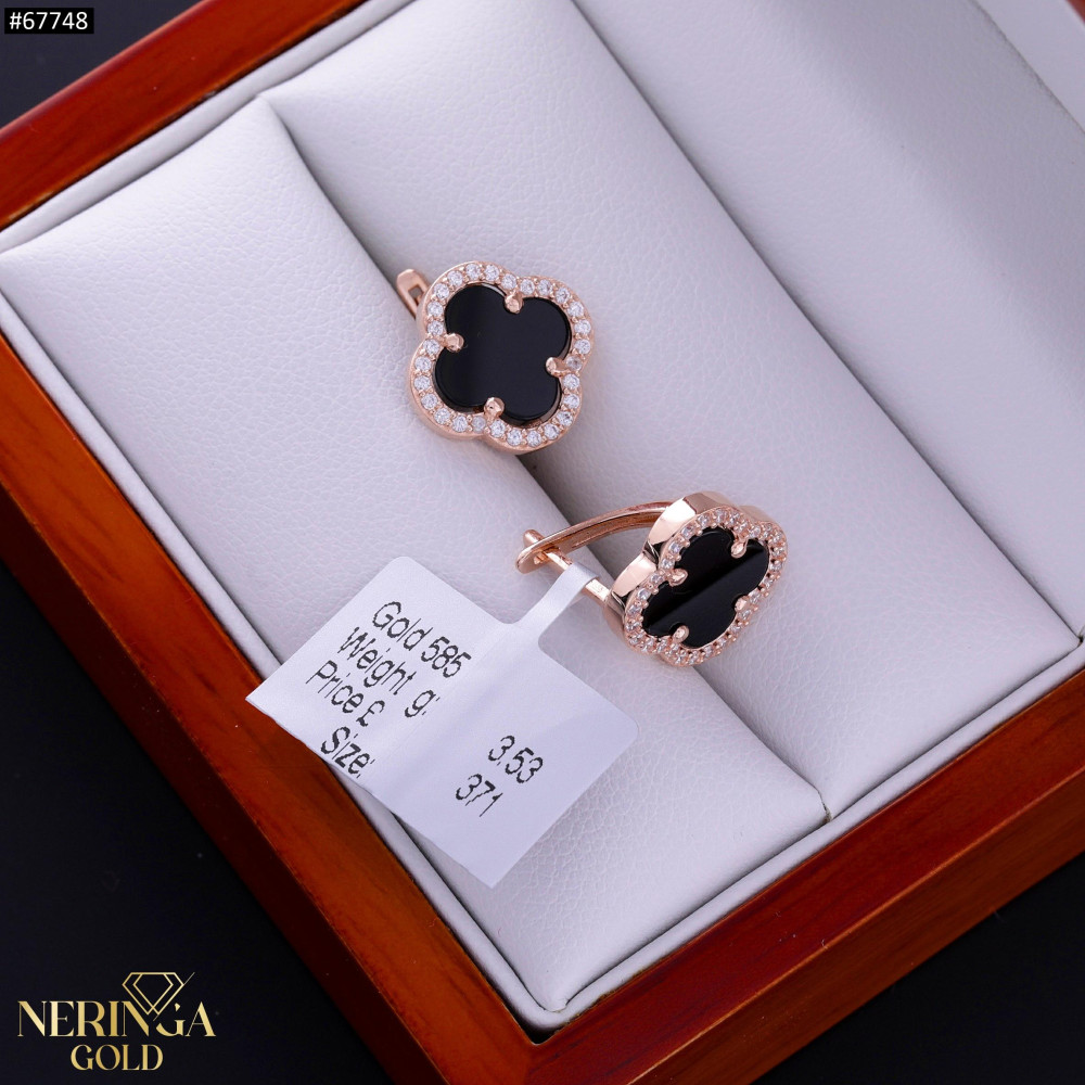 Rose gold english lock earrings #67748