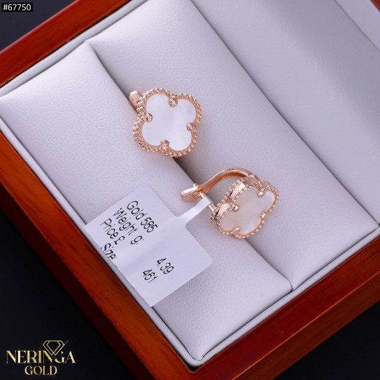 Rose gold english lock earrings #67750