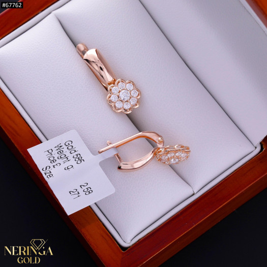 Rose gold english lock earrings #67762