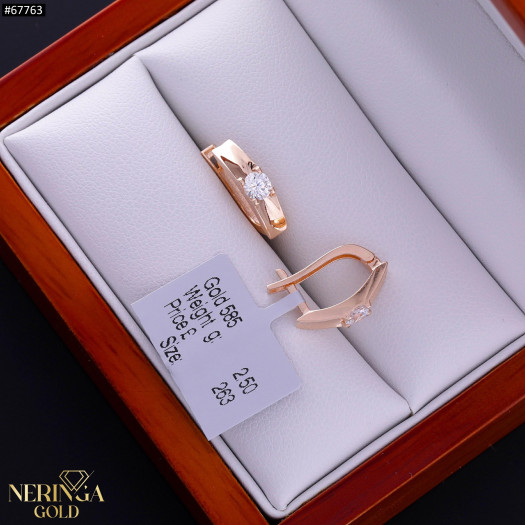 Rose gold english lock earrings #67763