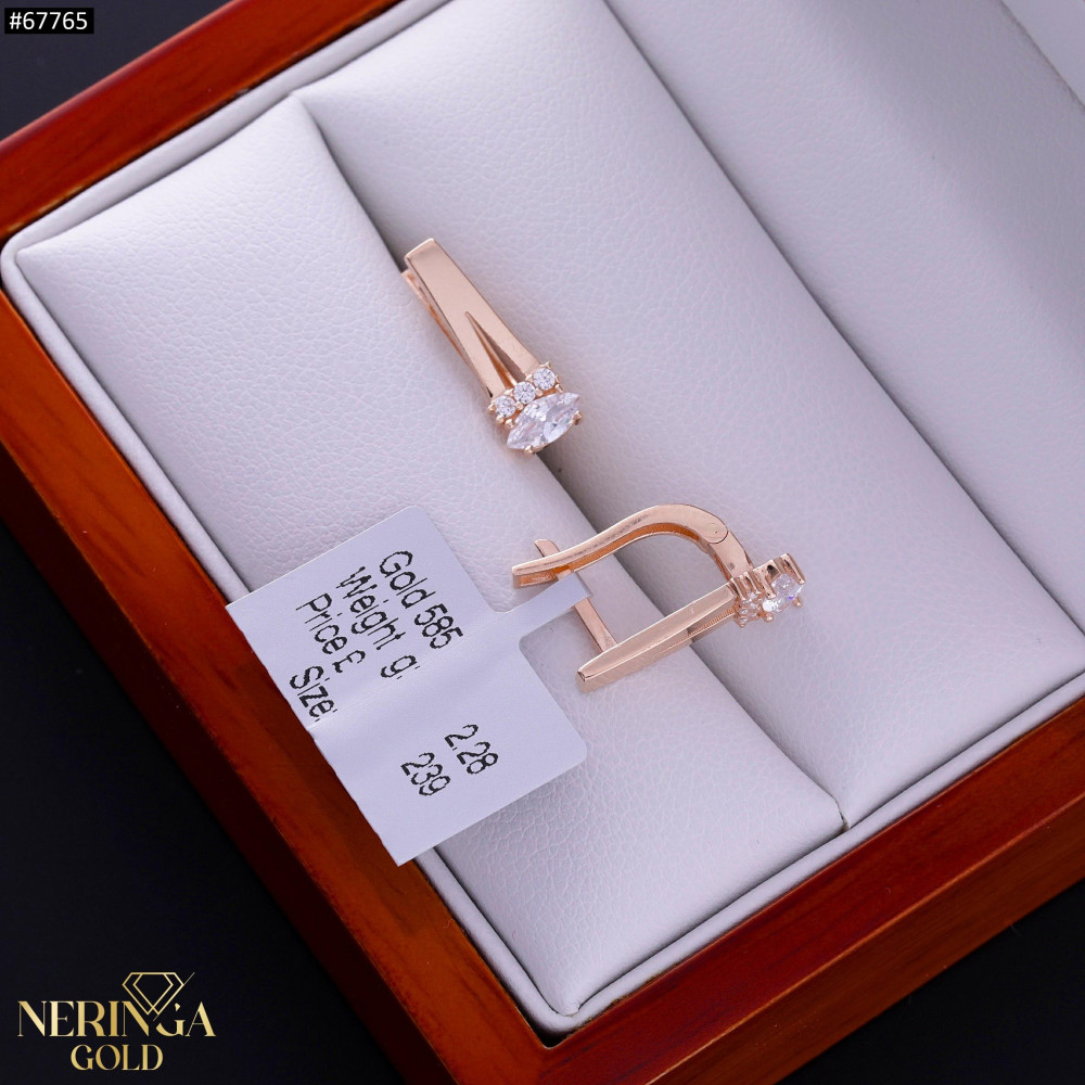 Rose gold english lock earrings #67765