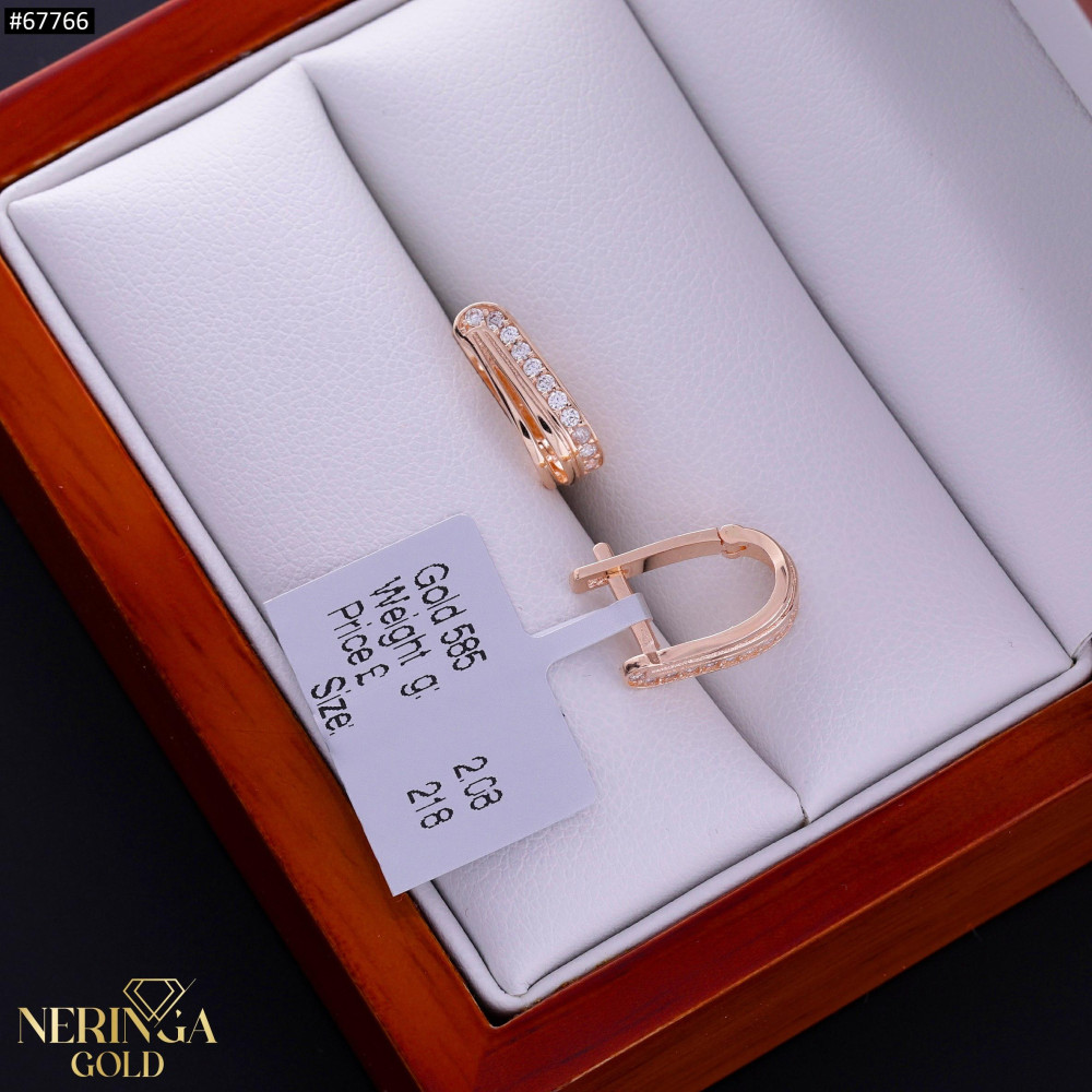 Rose gold english lock earrings #67766