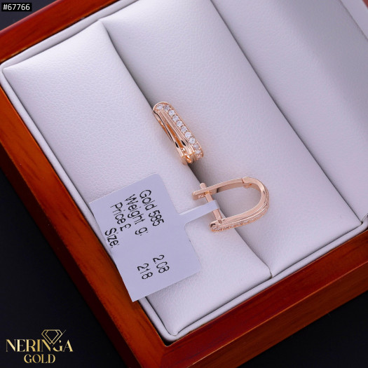 Rose gold english lock earrings #67766