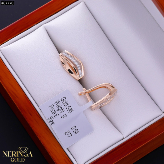 Rose gold english lock earrings #67770