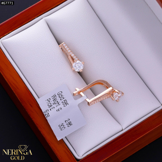 Rose gold english lock earrings #67771