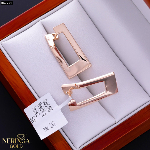 Rose gold english lock earrings #67775