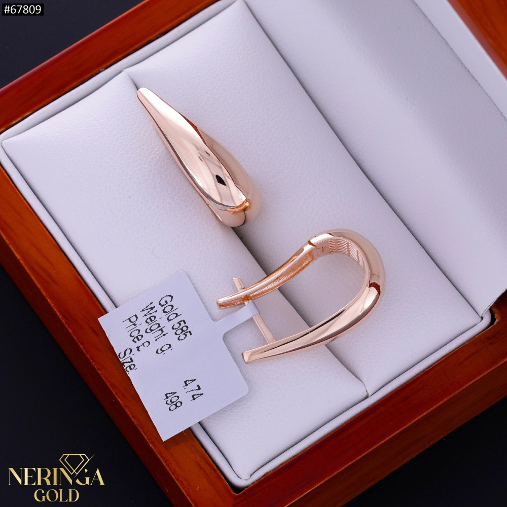 Rose gold english lock earrings #67809