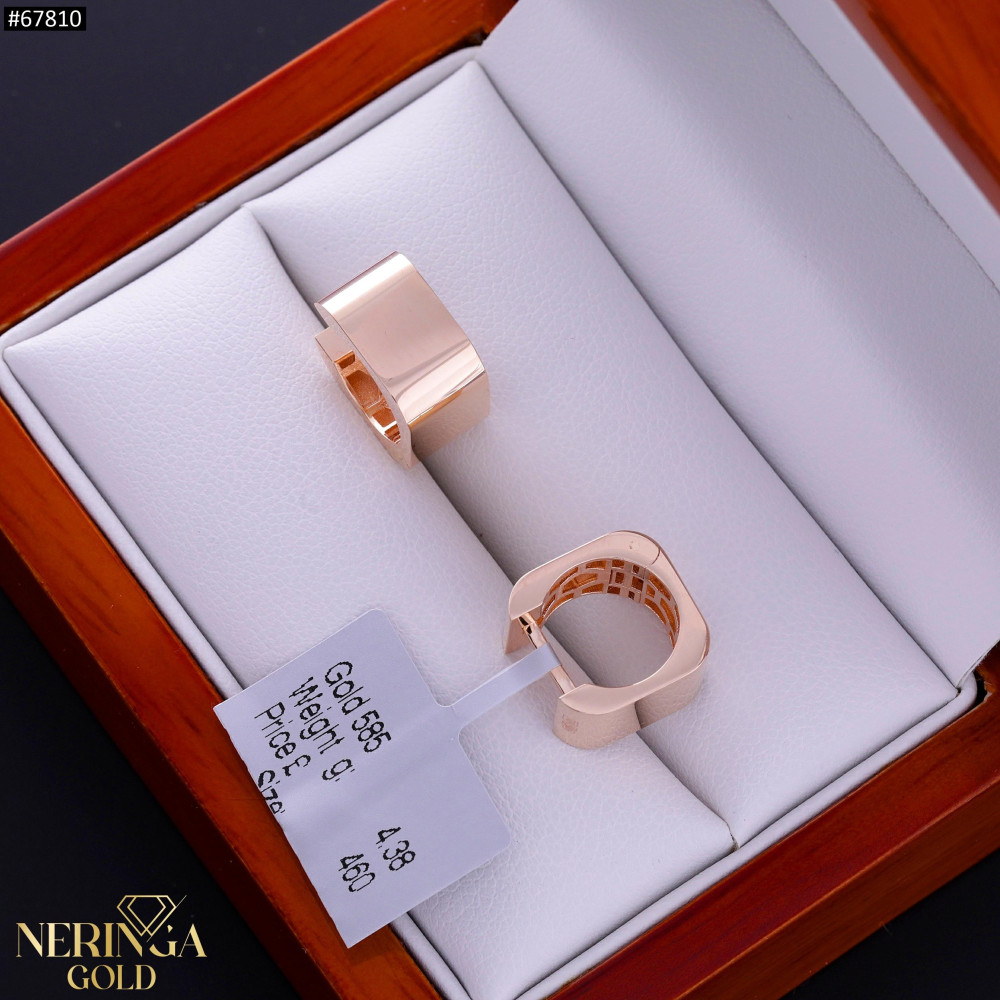 Rose gold english lock earrings #67810