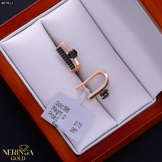 Rose gold english lock earrings #67812