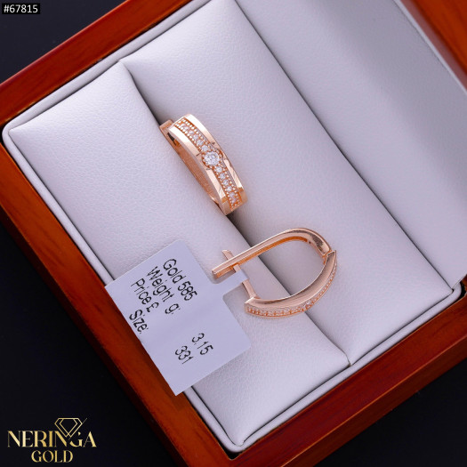 Rose gold english lock earrings #67815