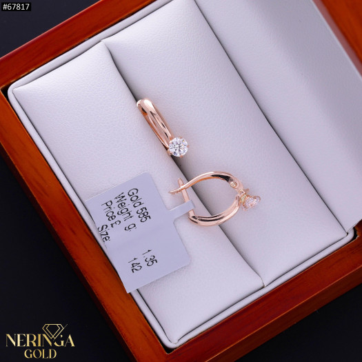 Rose gold english lock earrings #67817