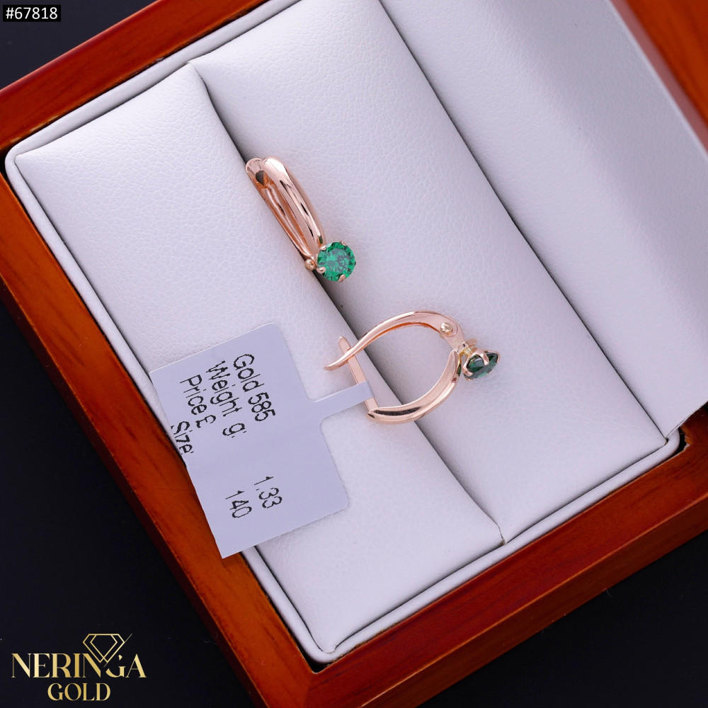 Rose gold english lock earrings #67818