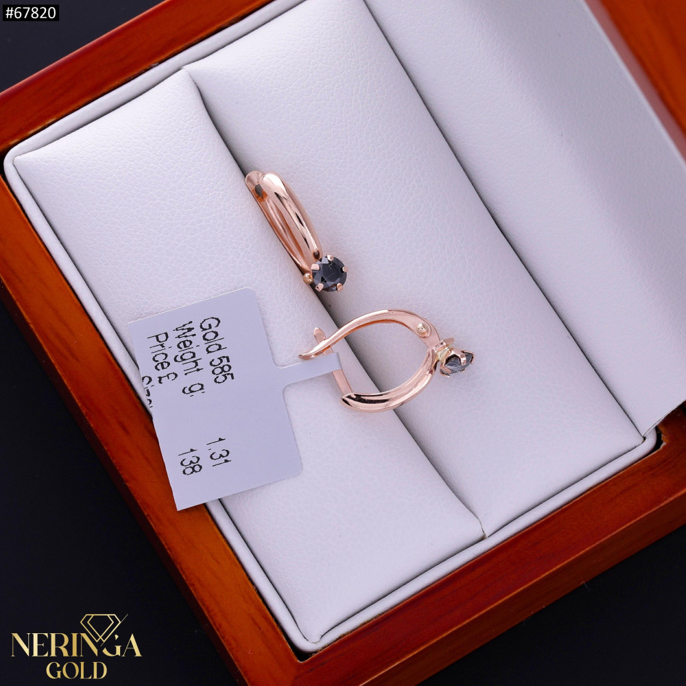 Rose gold english lock earrings #67820