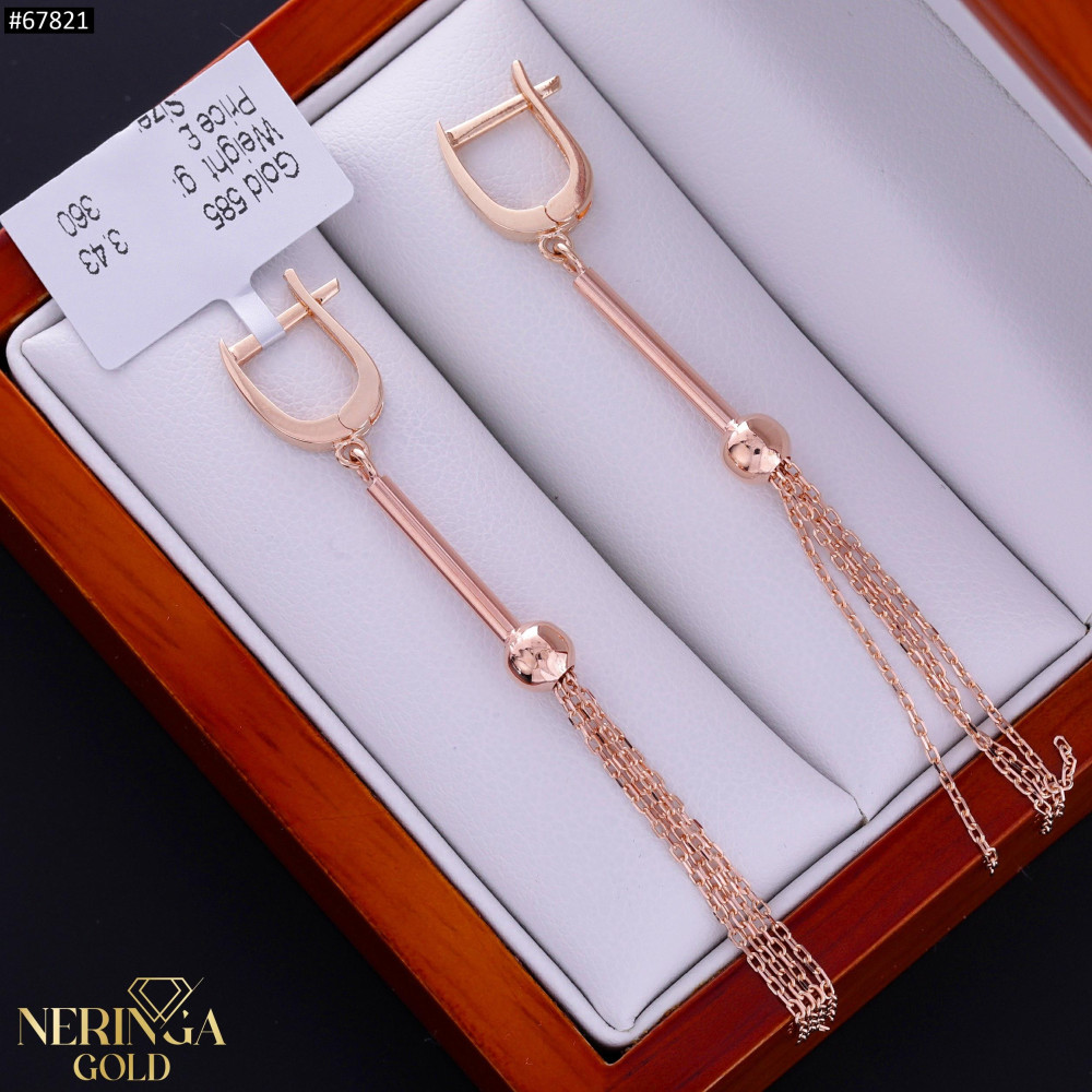 Rose gold english lock earrings #67821