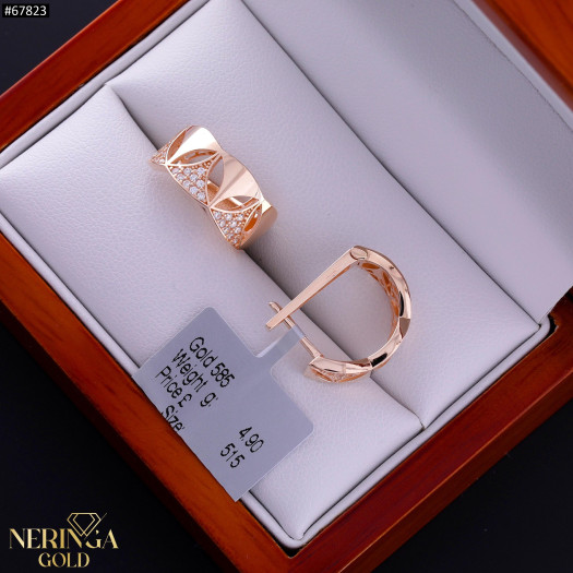 Rose gold english lock earrings #67823