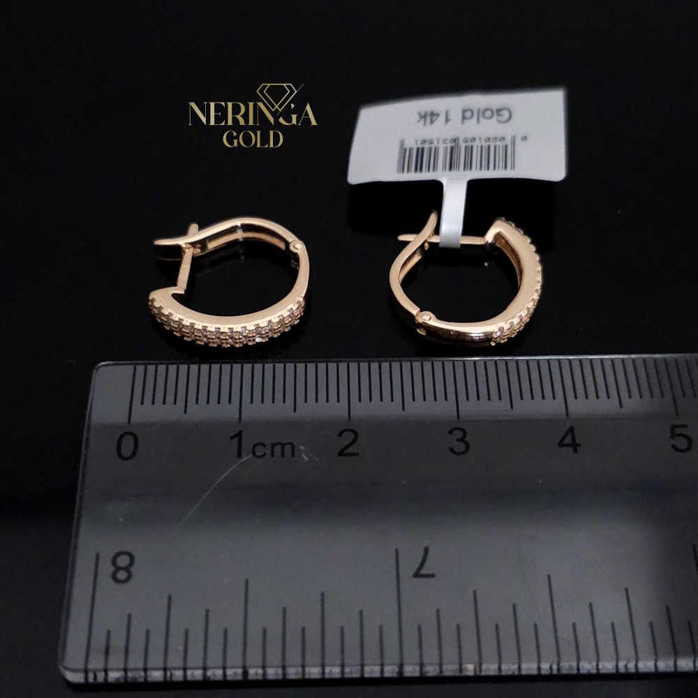 Rose gold english lock earrings #67889