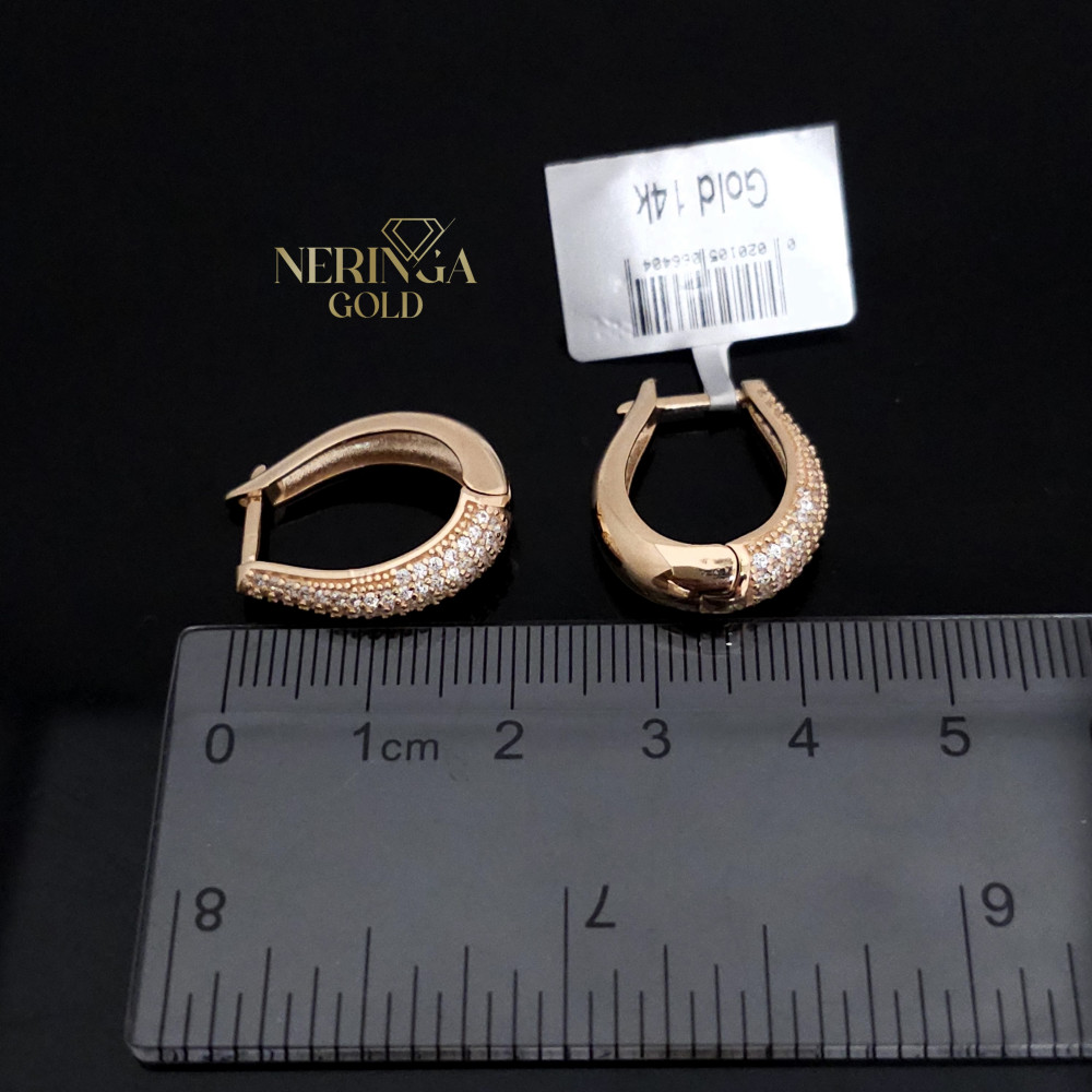 Rose gold english lock earrings #67887