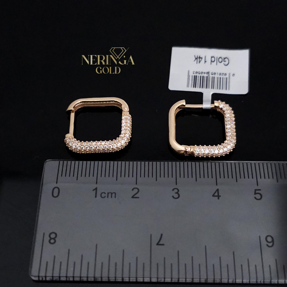 Rose gold english lock earrings #67886