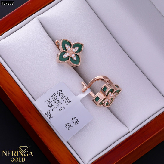 Rose gold english lock earrings #67878