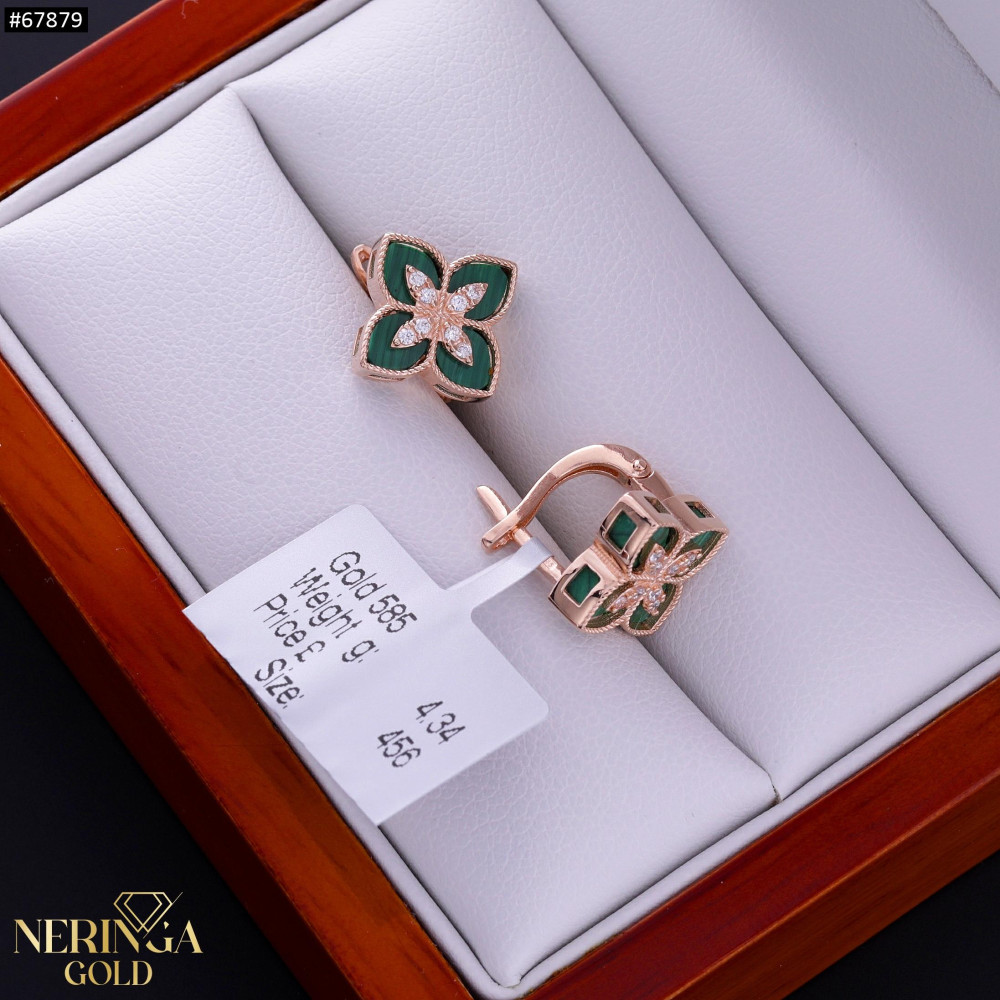 Rose gold english lock earrings #67879