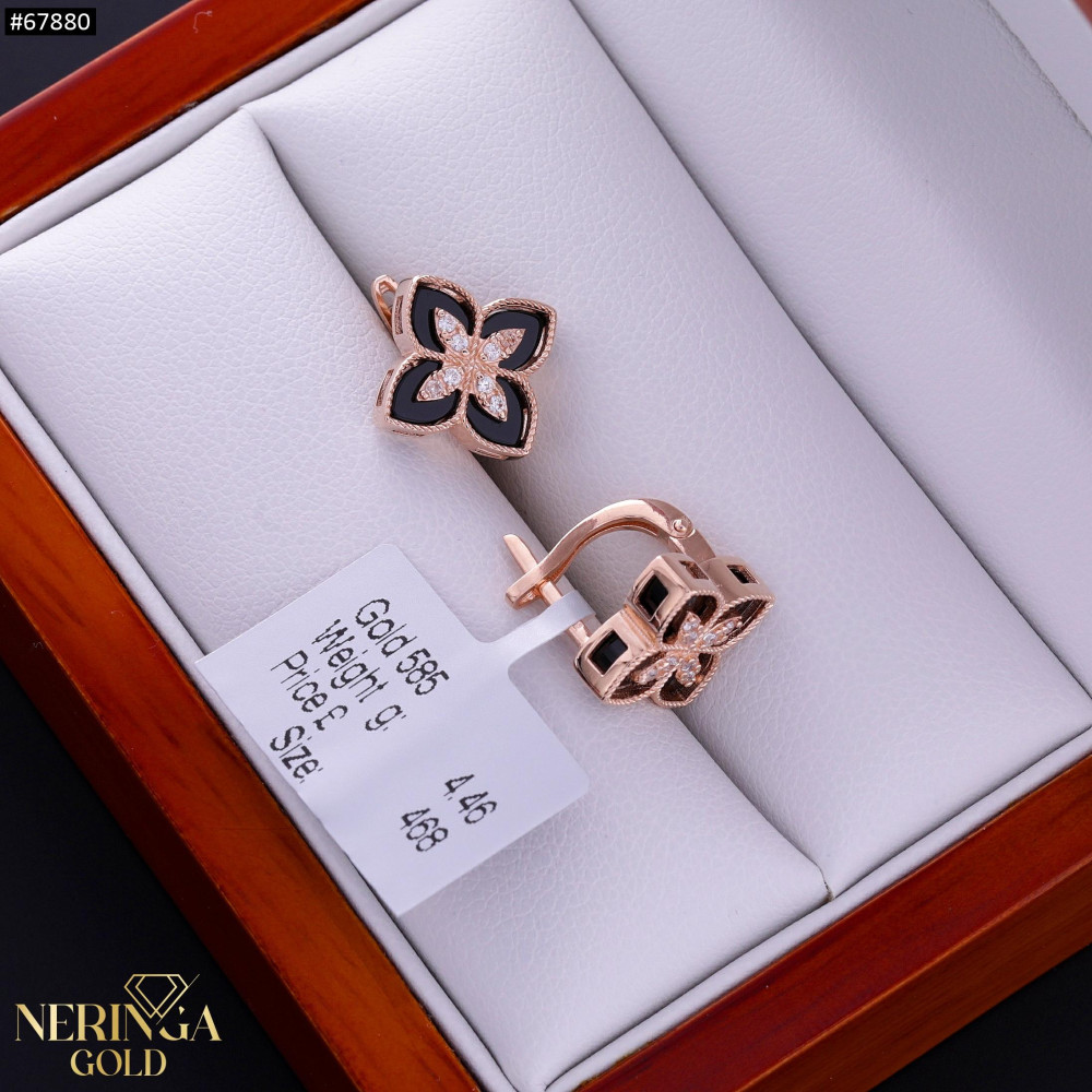Rose gold english lock earrings #67880