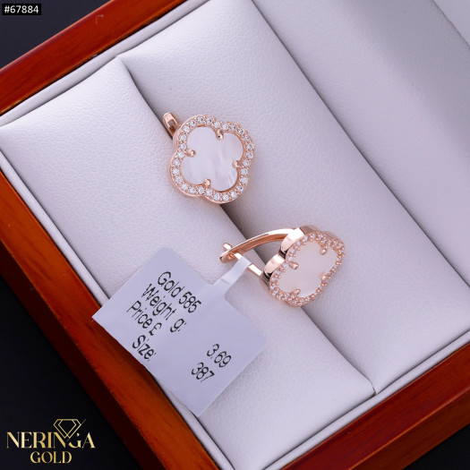 Rose gold english lock earrings #67884