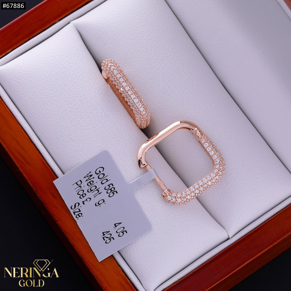 Rose gold english lock earrings #67886