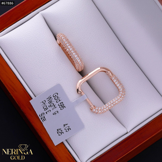 Rose gold english lock earrings #67886