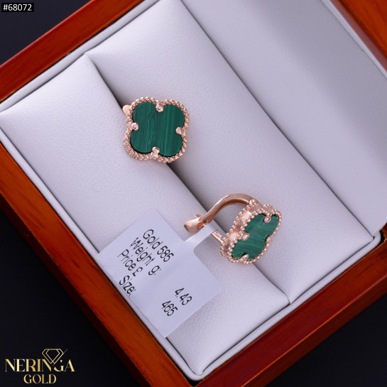 Rose gold english lock earrings #68072