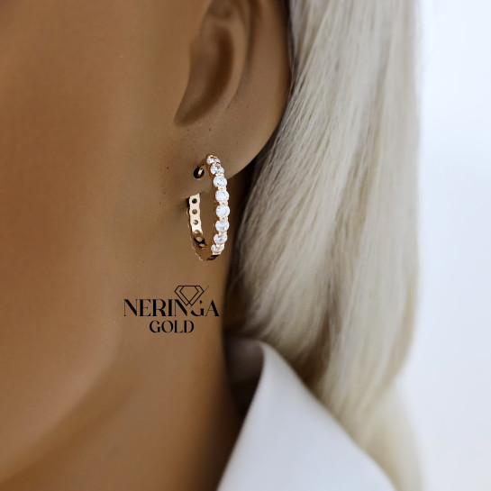 Rose gold hoop earrings #68042