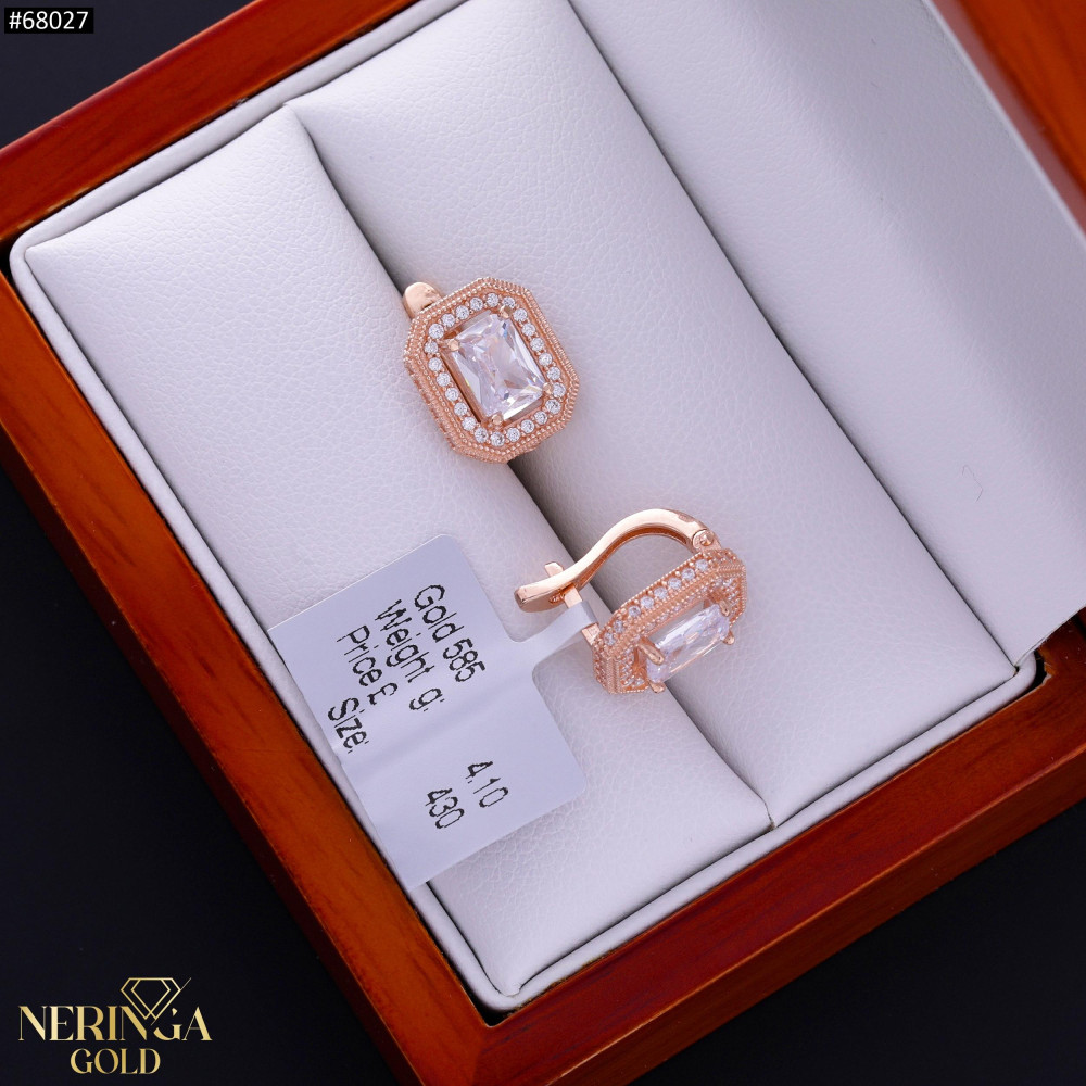 Rose gold english lock earrings #68027