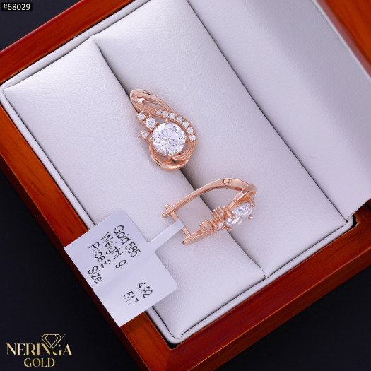 Rose gold english lock earrings #68029