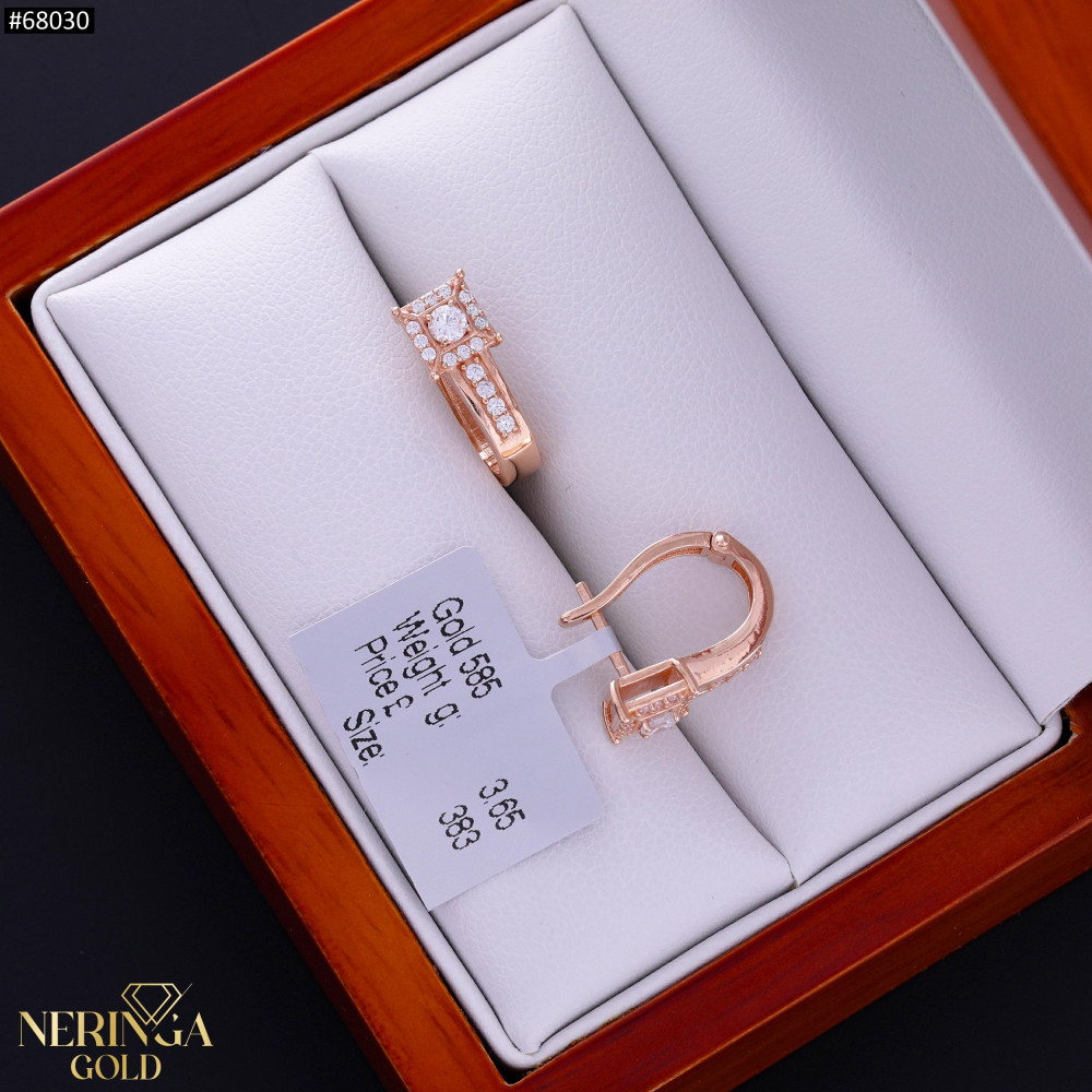 Rose gold english lock earrings #68030