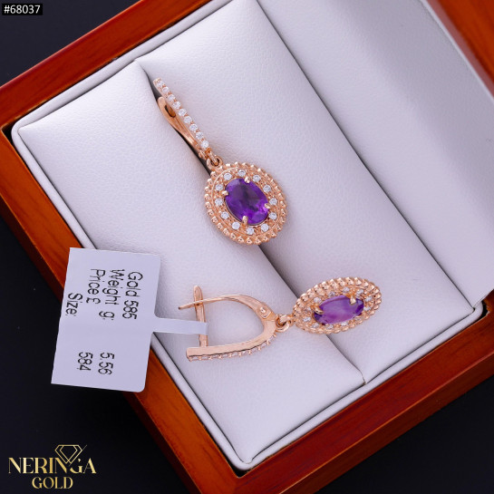 Rose gold english lock earrings #68037