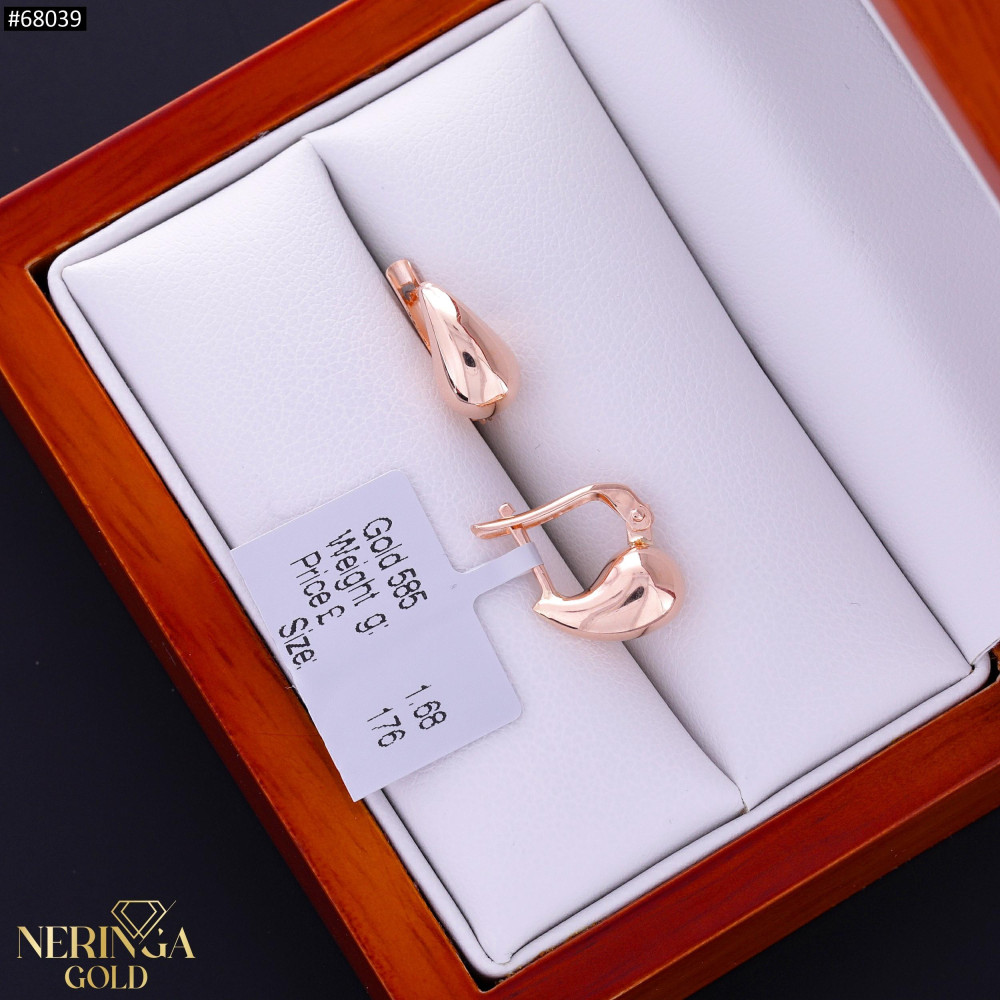 Rose gold english lock earrings #68039