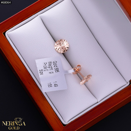 Rose gold stud earrings #68064