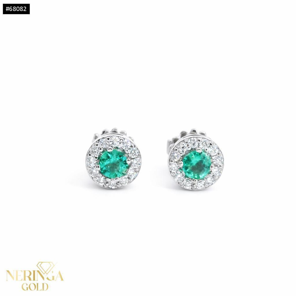 White gold gemstone earrings  #68082