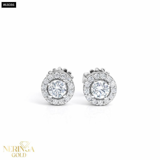 White gold gemstone earrings  #68086